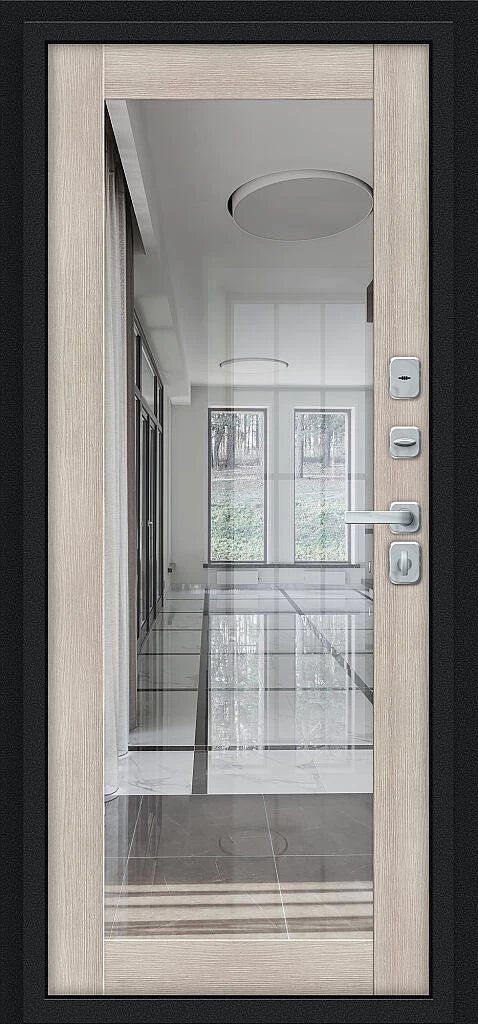 Входная дверь Thermo Флэш МФ/BChrome Букле черное/Cappuccino Melinga BR6215