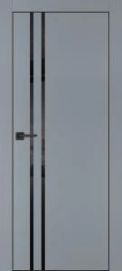 Межкомнатная дверь PX-11  черная кромка с 4-х ст. Серый матовый