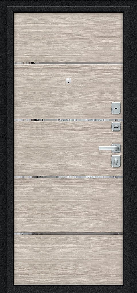 Фото Входная дверь Лайн/BChrome Букле черное/Cappuccino Melinga BR6201 внутренняя сторона